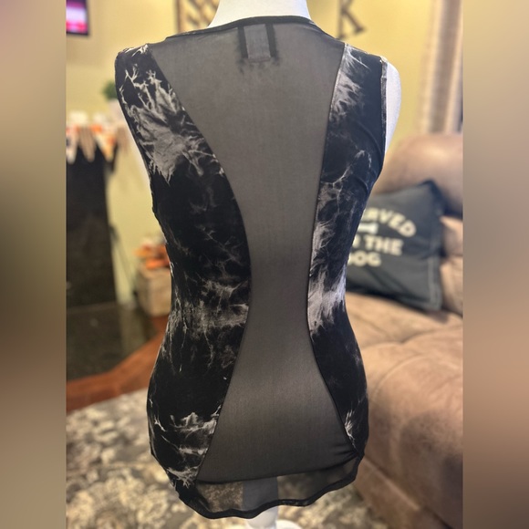 HARLEY-DAVIDSON sexy v neck asymmetrical tank top with sheer panels and bling! - Picture 8 of 8